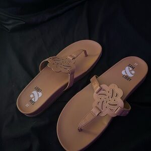 Sam & Libby Tan Floral Sandals